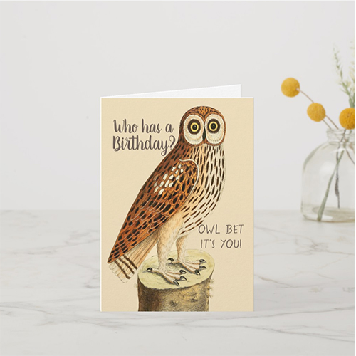 Owl Vintage Image Birthday Card